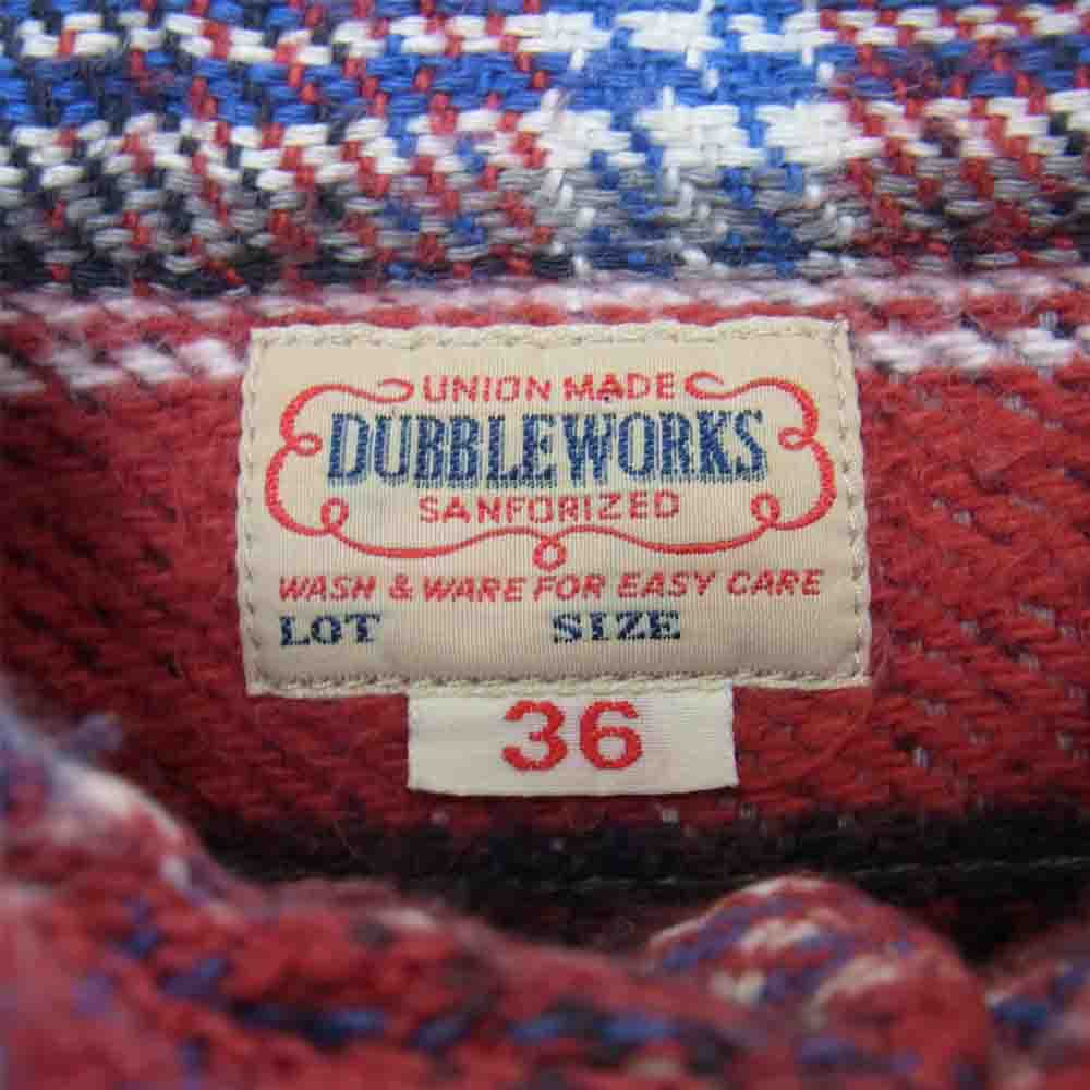 WAREHOUSE ウエアハウス DUBBLE WORKS ダブル ワークス ヘビー ネル チェック シャツ レッド系 36【中古】