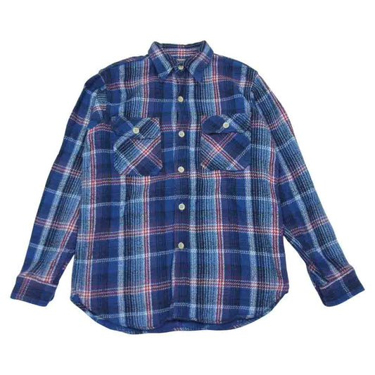 WAREHOUSE ウエアハウス DUBBLE WORKS ダブル ワークス ヘビー ネル チェック シャツ ブルー系 36【中古】
