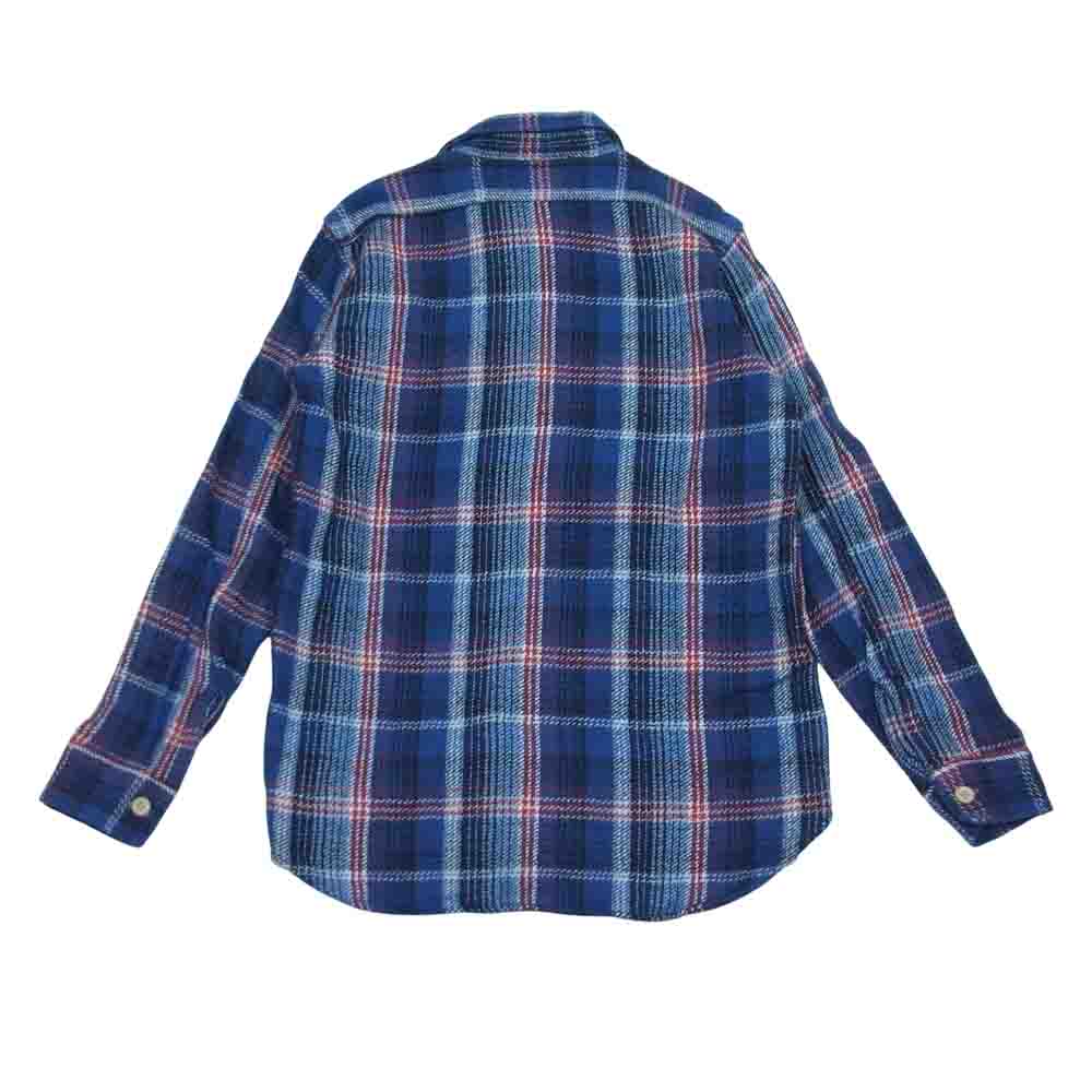 WAREHOUSE ウエアハウス DUBBLE WORKS ダブル ワークス ヘビー ネル チェック シャツ ブルー系 36【中古】