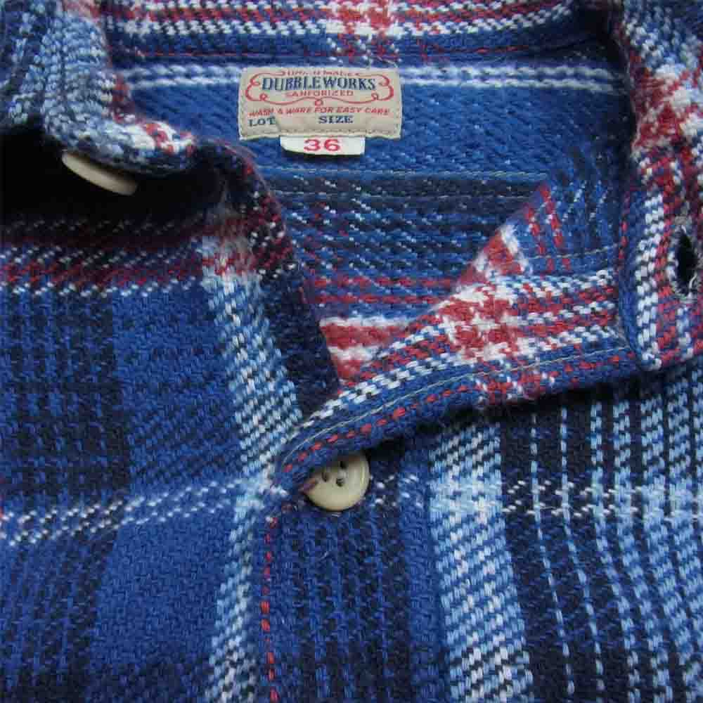 WAREHOUSE ウエアハウス DUBBLE WORKS ダブル ワークス ヘビー ネル チェック シャツ ブルー系 36【中古】