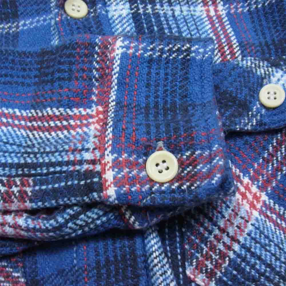 WAREHOUSE ウエアハウス DUBBLE WORKS ダブル ワークス ヘビー ネル チェック シャツ ブルー系 36【中古】