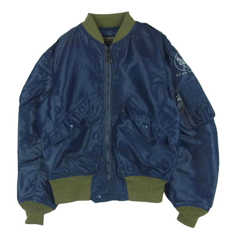 TOY'S McCOY トイズマッコイ TYPE L-2A GREEN RIBBED フライト ミリタリー ジャケット グリーン リブ ネイビー系 34【美品】【中古】