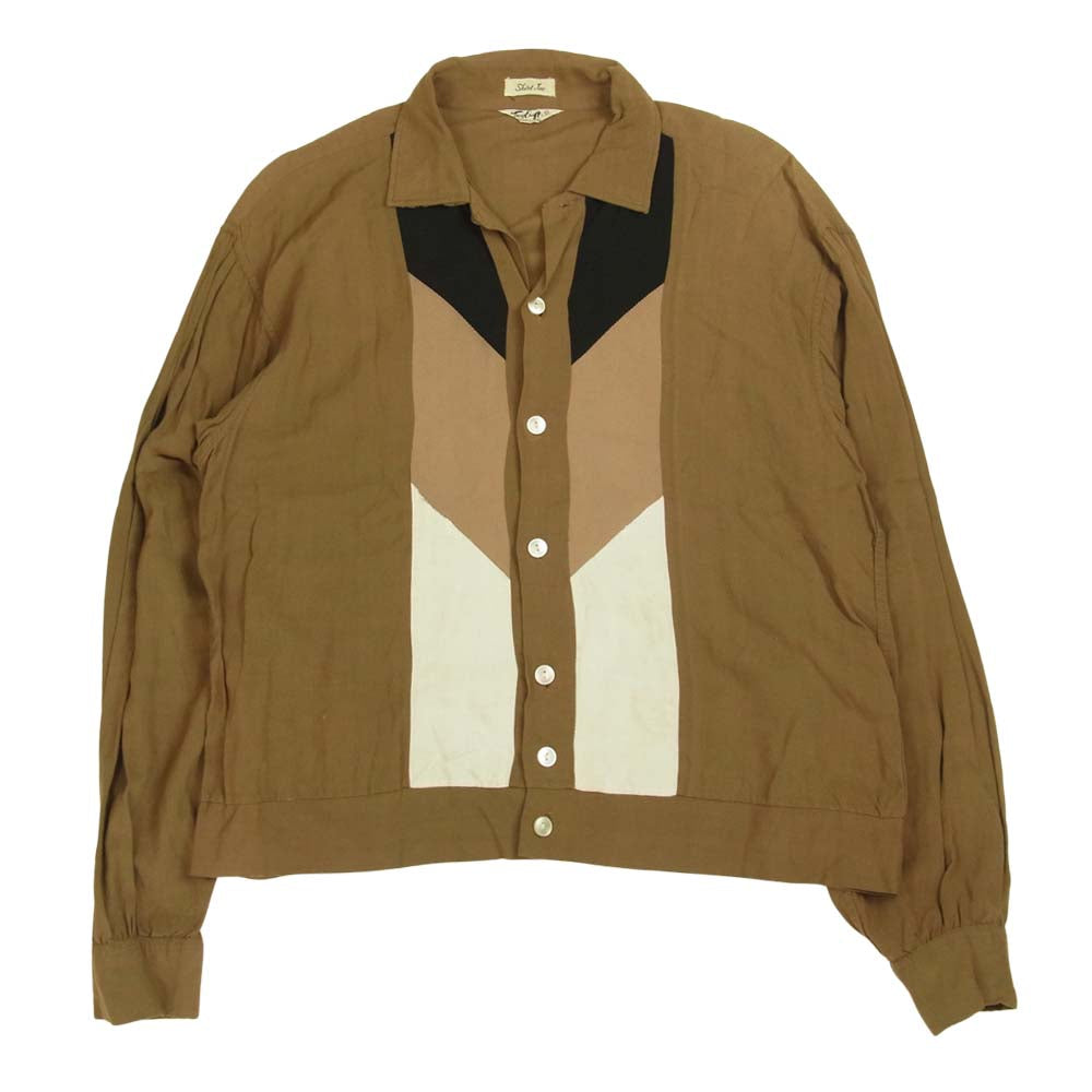 トロイクラフト ヴィンテージ 切替え シャツ ジャケット ブラウン系 L【中古】