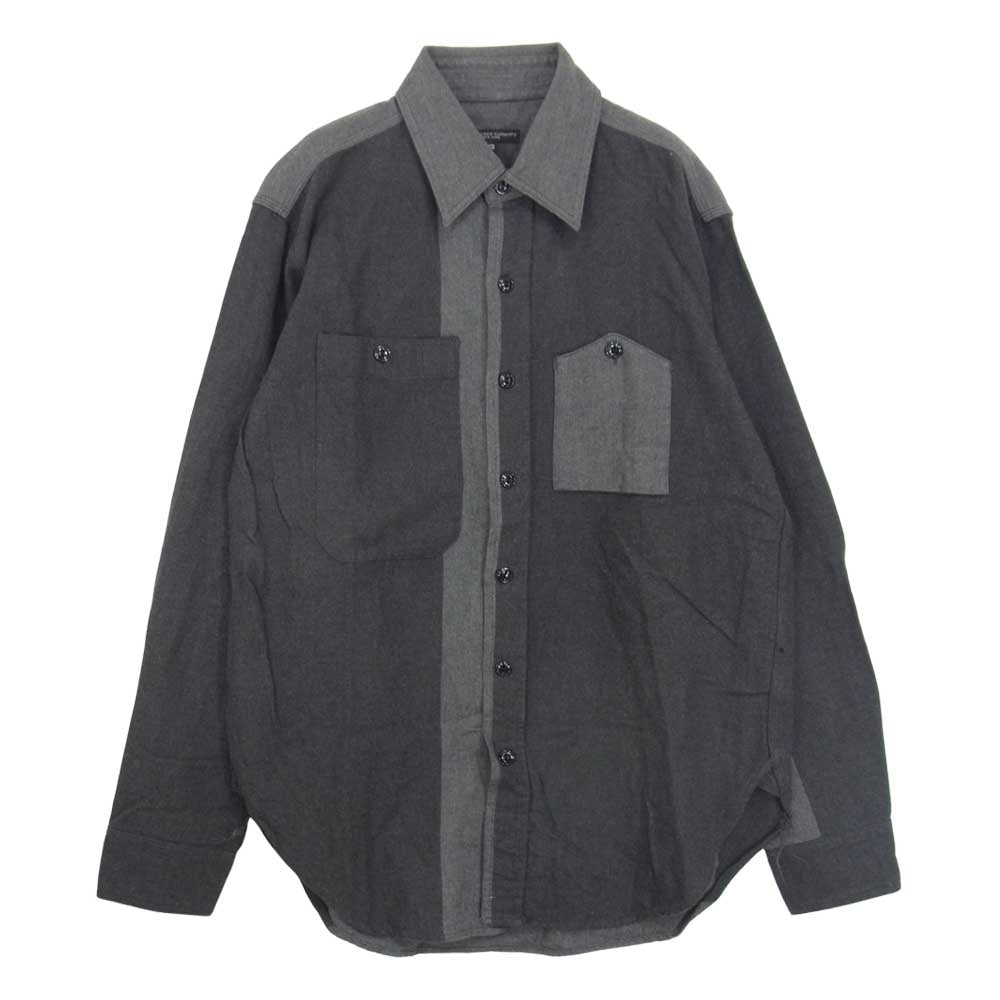 Engineered Garments エンジニアードガーメンツ Work Shirts grey big Herringbone Stripe 山ポケット ヘリンボーン ストライプ ワーク シャツ グレー系 XS【中古】