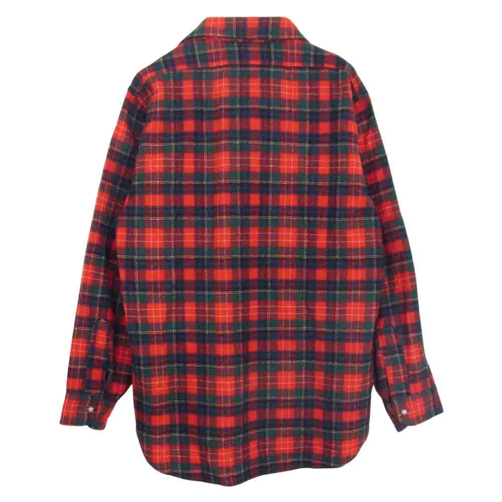 PENDLETON ペンドルトン 70s USA型 チェック柄 ウールシャツ レッド系 M【中古】