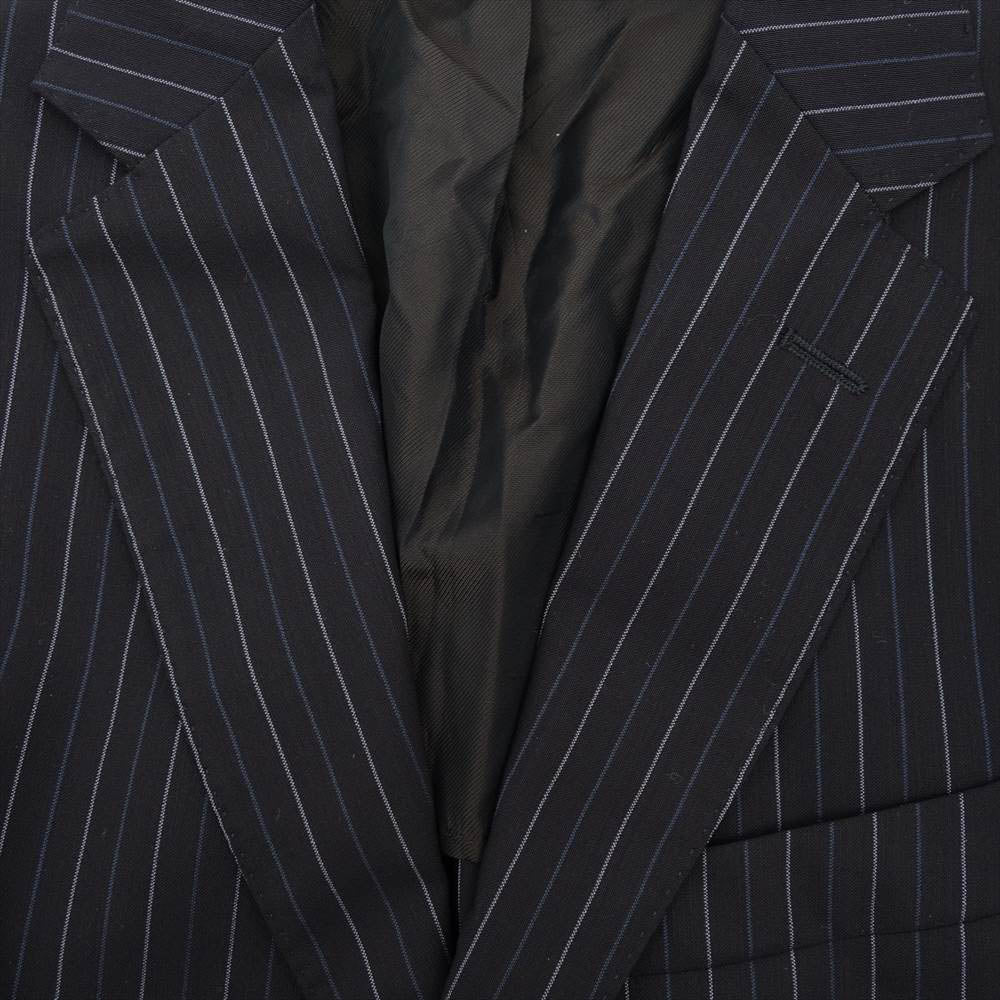 ボリオリ N3292B 3B シングル ジャケット スラックス パンツ ストライプ セットアップ ネイビー系 44【中古】