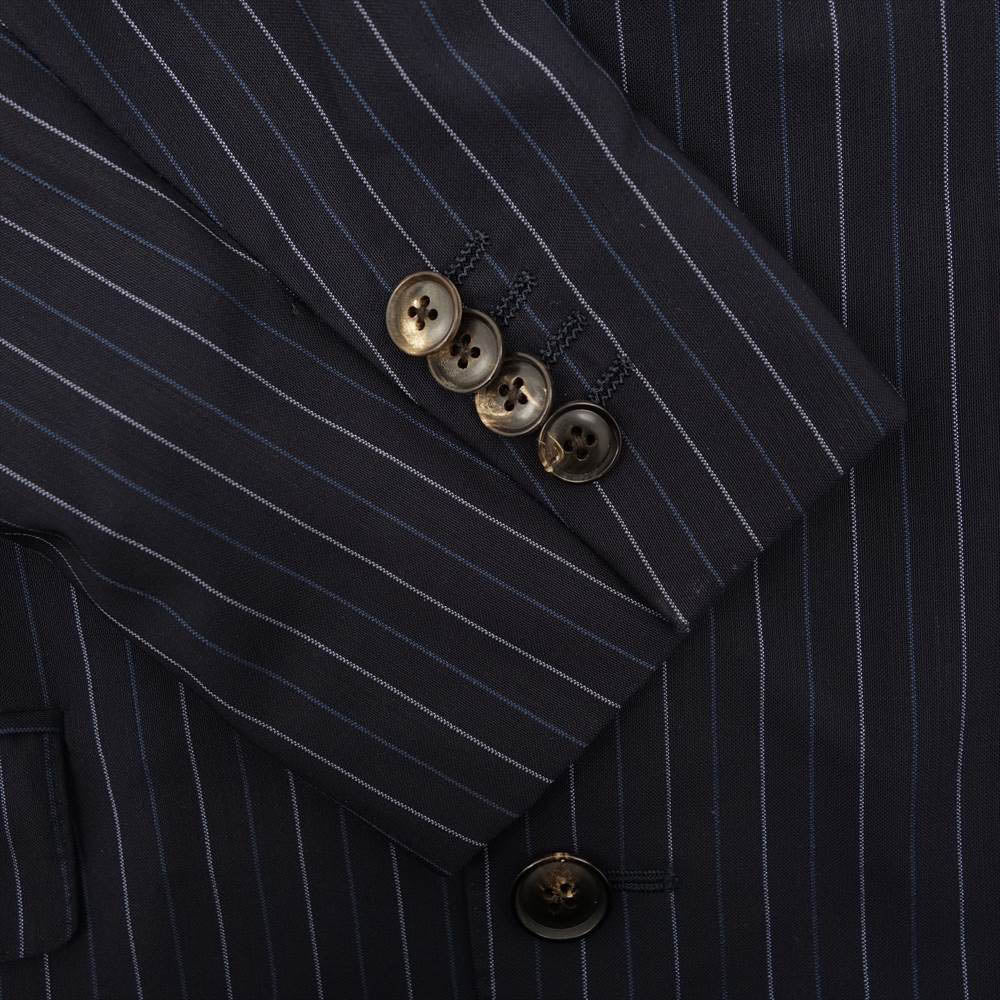 ボリオリ N3292B 3B シングル ジャケット スラックス パンツ ストライプ セットアップ ネイビー系 44【中古】
