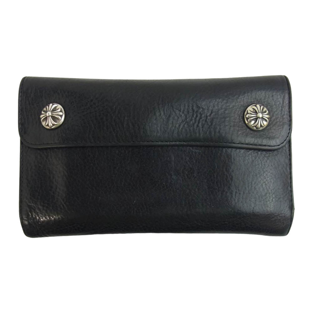 CHROME HEARTS クロムハーツ（原本無） WAVE WALLET ウェーブウォレット クロスボール ボタン ブラック系【中古】
