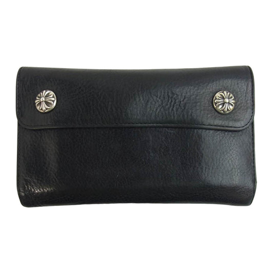 CHROME HEARTS クロムハーツ（原本無） WAVE WALLET ウェーブウォレット クロスボール ボタン ブラック系【中古】