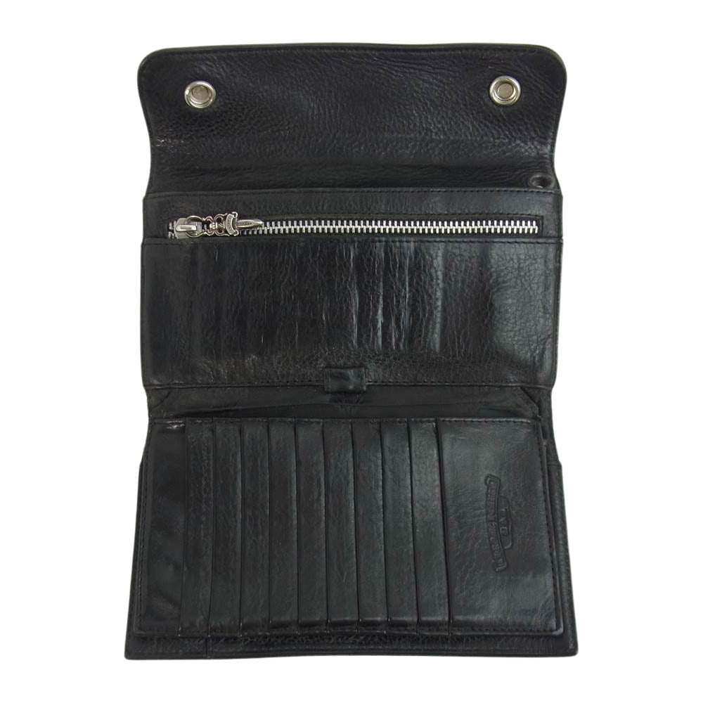 CHROME HEARTS クロムハーツ（原本無） WAVE WALLET ウェーブウォレット クロスボール ボタン ブラック系【中古】