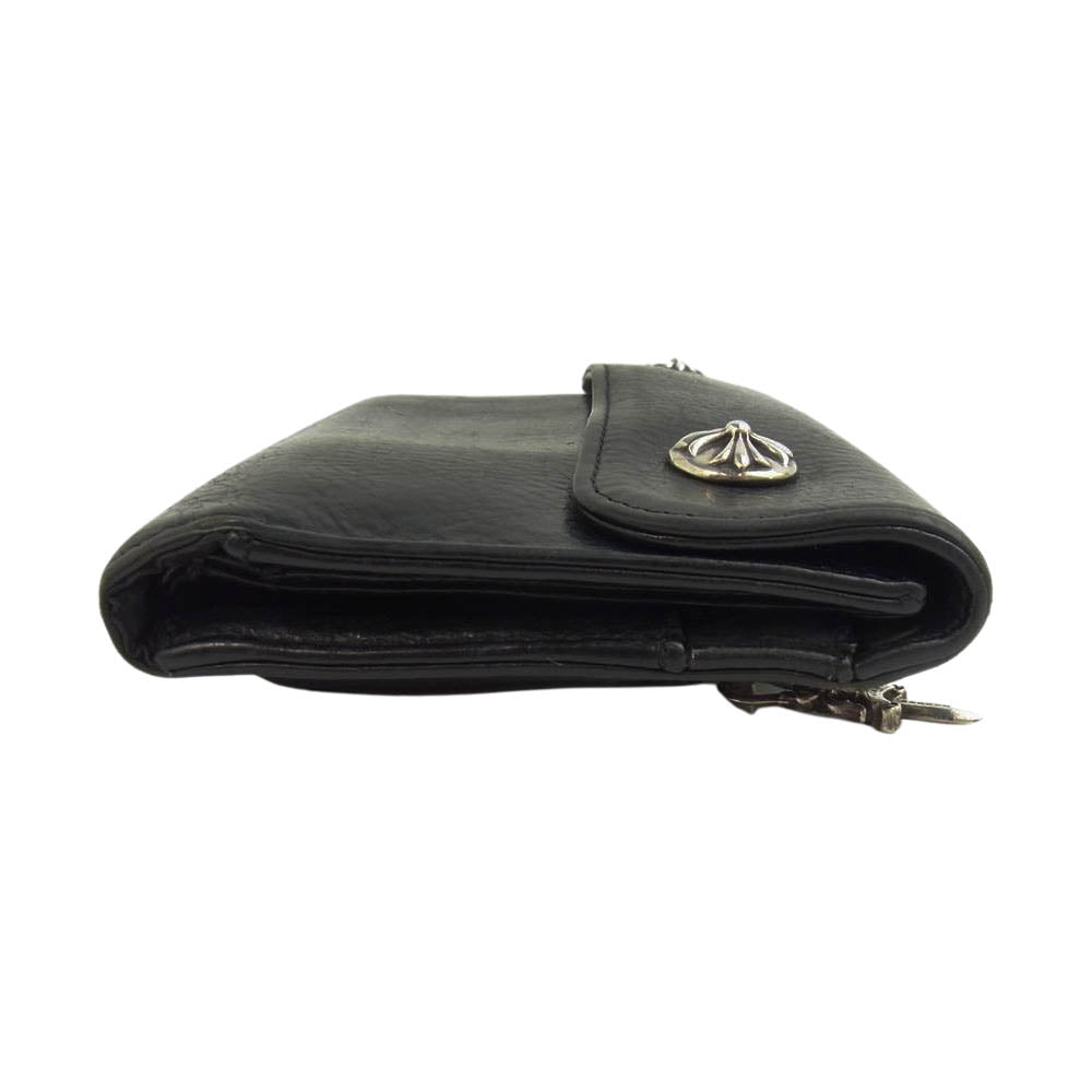 CHROME HEARTS クロムハーツ（原本無） WAVE WALLET ウェーブウォレット クロスボール ボタン ブラック系【中古】