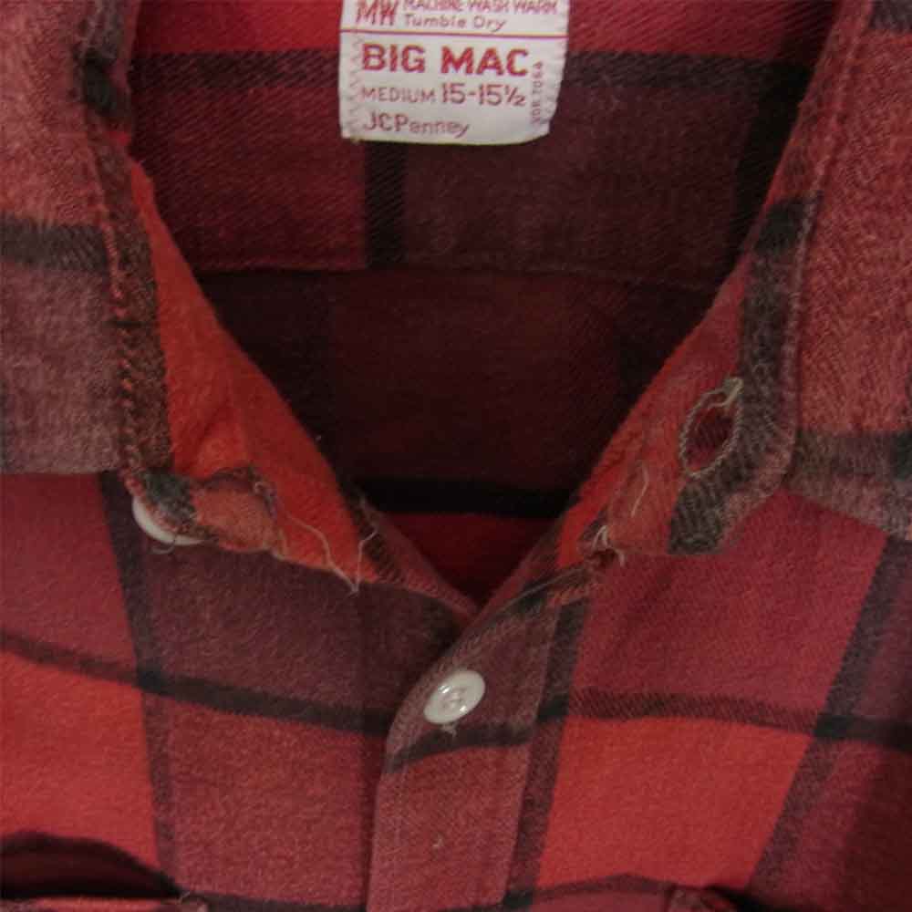 BIG MAC ビッグマック 70'S JC PENNEY ネル チェック シャツ レッド系 M【中古】