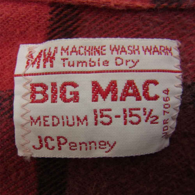 BIG MAC ビッグマック 70'S JC PENNEY ネル チェック シャツ レッド系 M【中古】