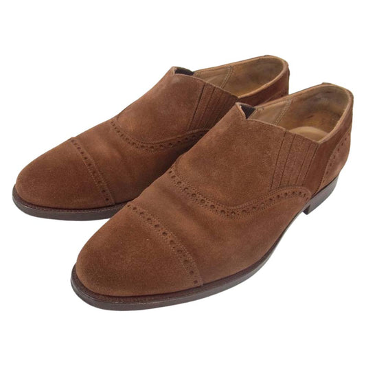 CROCKETT&JONES クロケットアンドジョーンズ CANNING スエード サイドエラスティック パンチドキャップトゥ シューズ ブラウン系 サイズ表記消【中古】