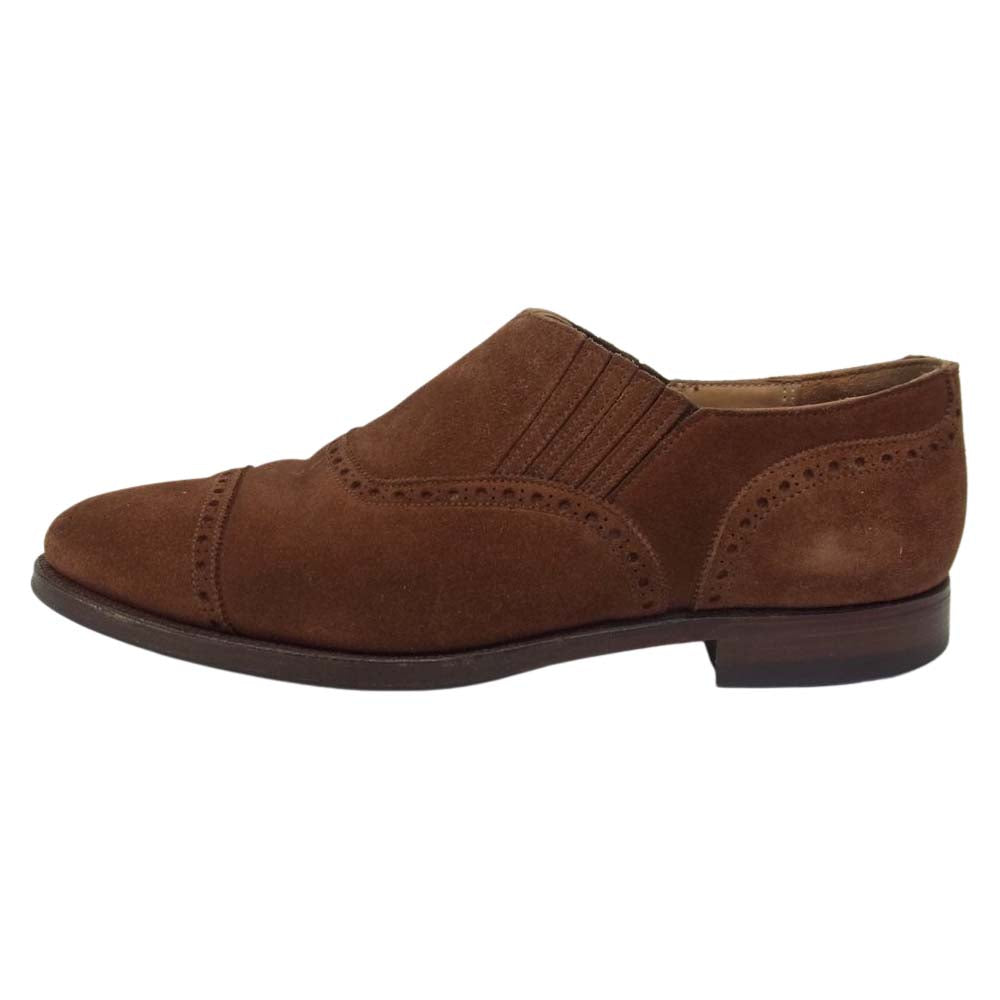 CROCKETT&JONES クロケットアンドジョーンズ CANNING スエード サイドエラスティック パンチドキャップトゥ シューズ ブラウン系 サイズ表記消【中古】