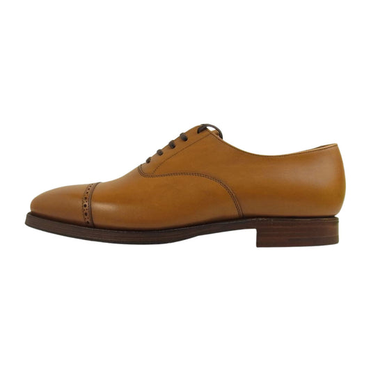 CROCKETT&JONES クロケットアンドジョーンズ Gordon Scott別注 LEADENHALL バーニッシュドカーフレザー パンチドキャップトゥ シューズ レザーソール ライトブラウン系 7E【新古品】【未使用】【中古】