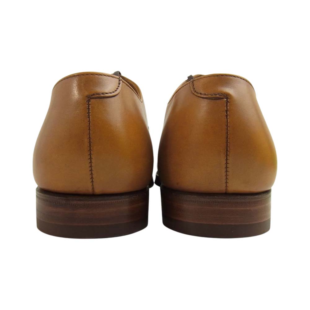 CROCKETT&JONES クロケットアンドジョーンズ Gordon Scott別注 LEADENHALL バーニッシュドカーフレザー パンチドキャップトゥ シューズ レザーソール ライトブラウン系 7E【新古品】【未使用】【中古】