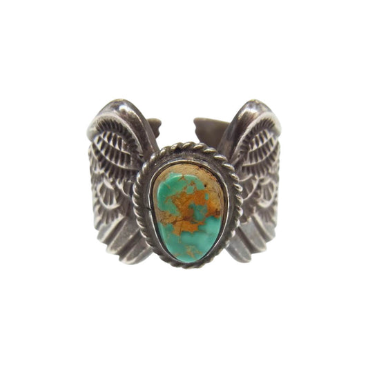 ラッキージョン JOJOVA ホホバ ターコイズ フェザー リング シルバー系【中古】