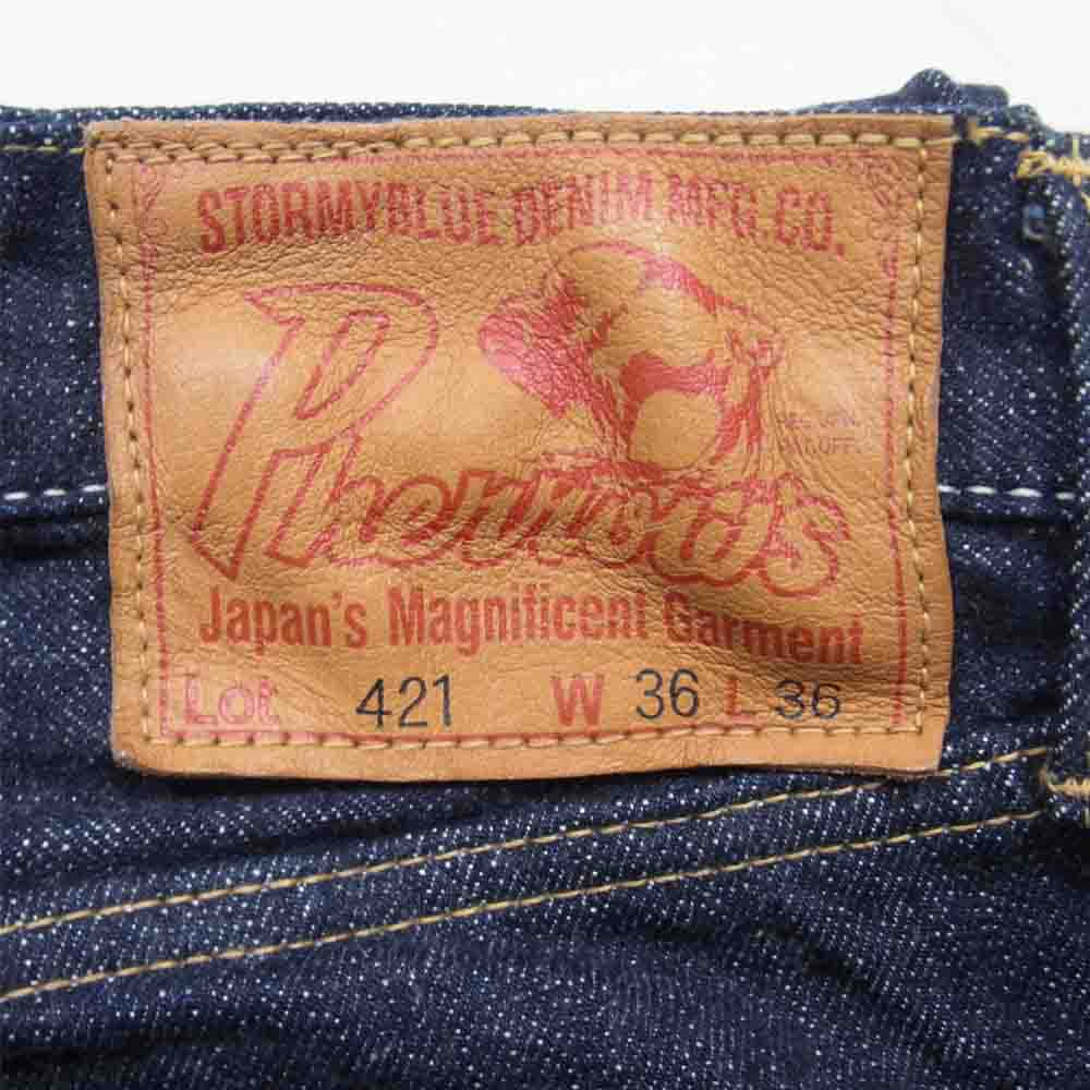 Pherrow's フェローズ 421 ストレート ボタンクライ セルビッチ デニム パンツ インディゴブルー系 36【中古】