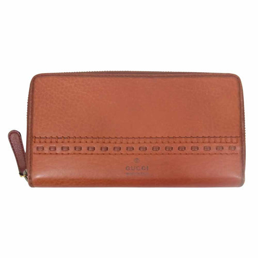 GUCCI グッチ 338580 レイドバック クラフティー レザー ラウンドファスナー 長財布 ブラウン系【中古】