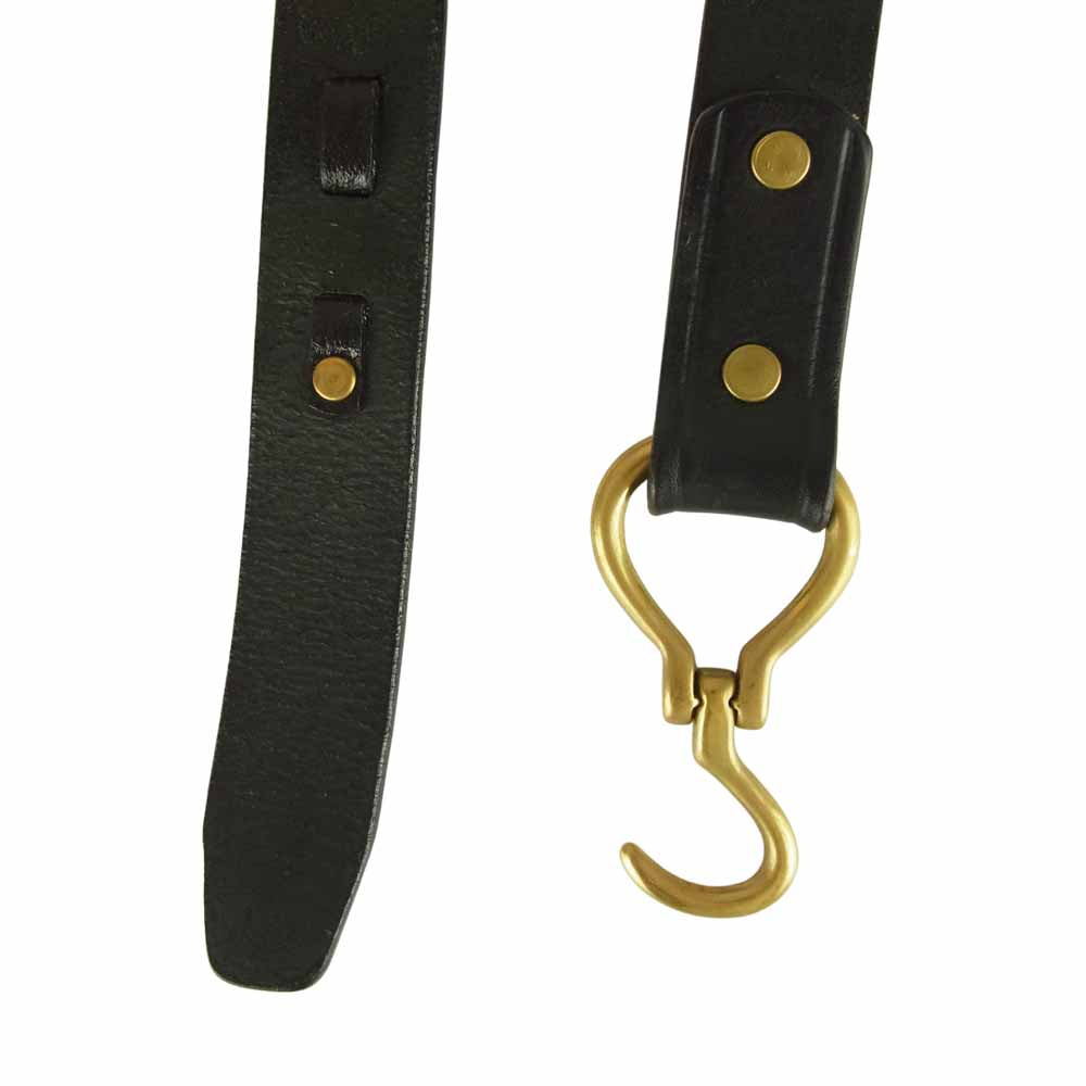 トリーレザー フック バックル ブライドルレザー ベルト ブラック系 32【中古】