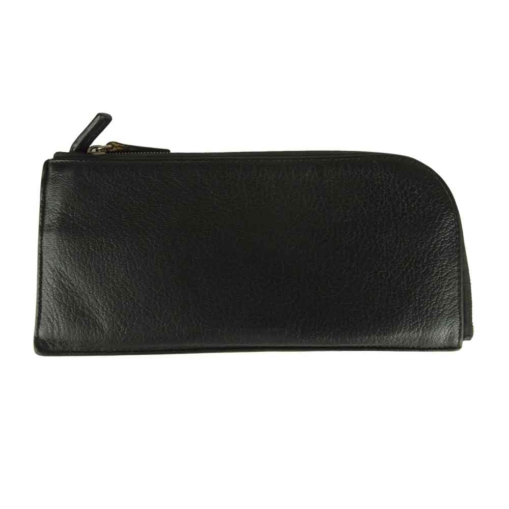 JIL SANDER ジルサンダー L字ファスナー ロゴ レザー ロング ウォレット 長財布 ブラック系【中古】