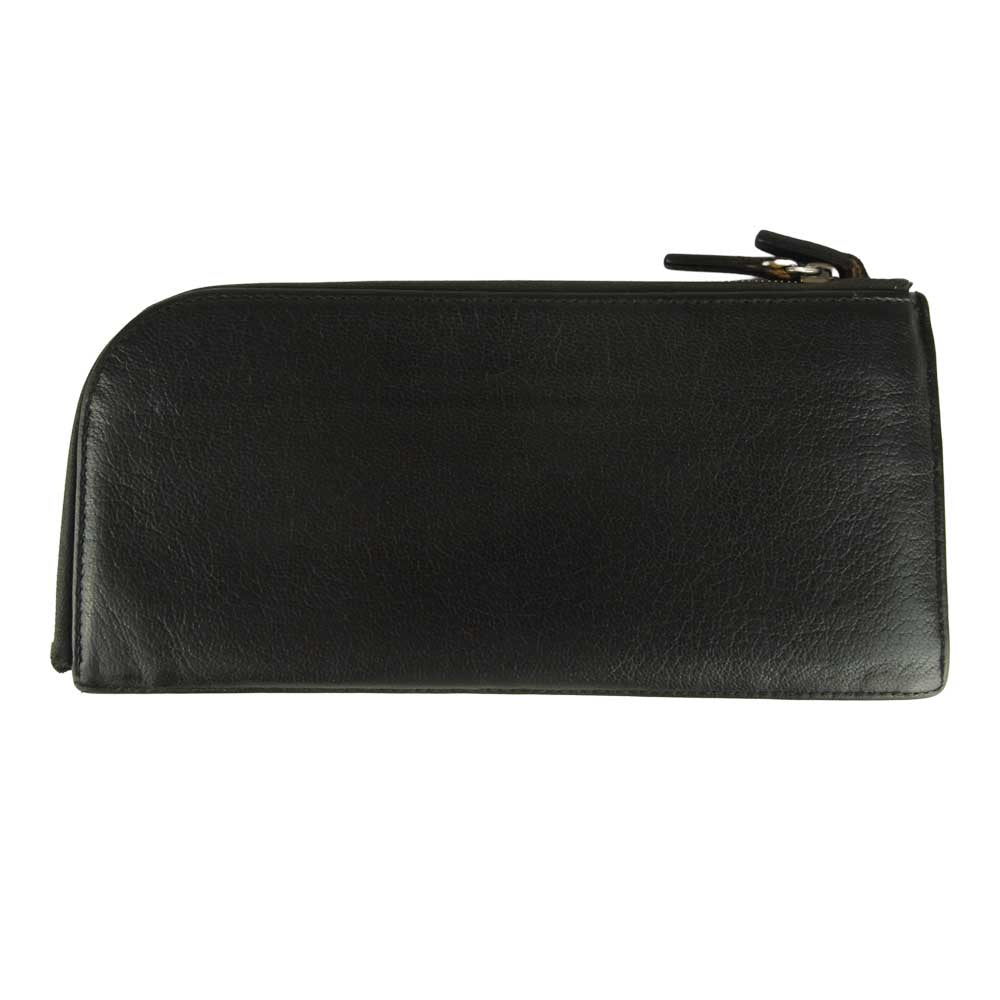 JIL SANDER ジルサンダー L字ファスナー ロゴ レザー ロング ウォレット 長財布 ブラック系【中古】