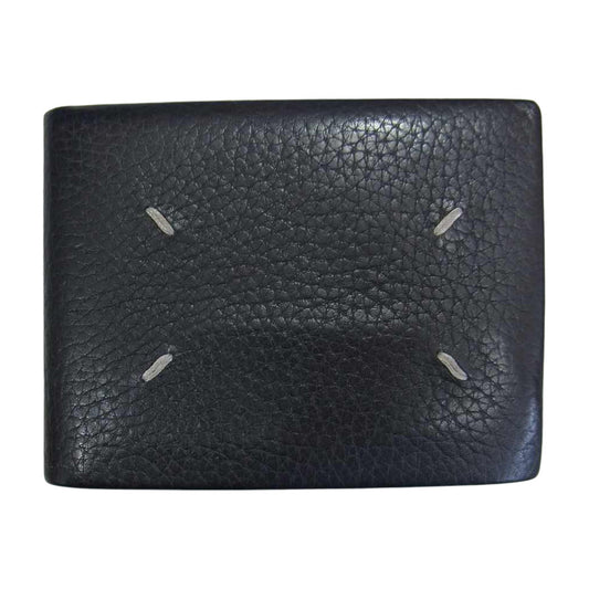 MAISON MARGIELA メゾンマルジェラ S35UI0391 四つタグ レザー 2つ折り 財布 ウォレット ブラック系【中古】