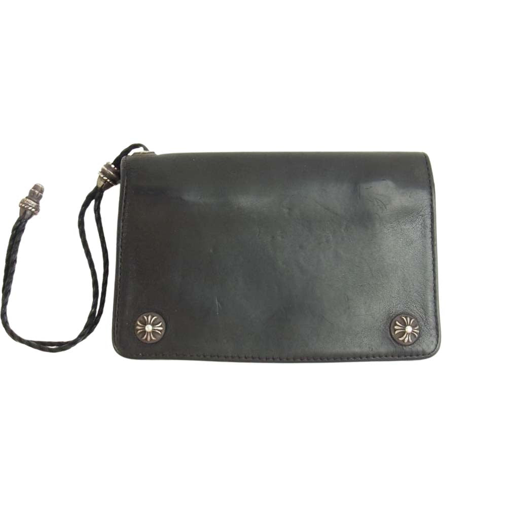 CHROME HEARTS クロムハーツ（原本無） 2ZIP STRAP 2ジップ ストラップ レザー ウォレット ブラック系【中古】