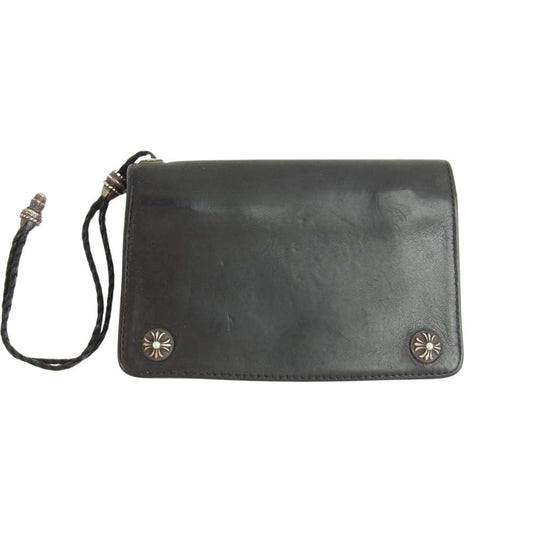 CHROME HEARTS クロムハーツ（原本無） 2ZIP STRAP 2ジップ ストラップ レザー ウォレット ブラック系【中古】