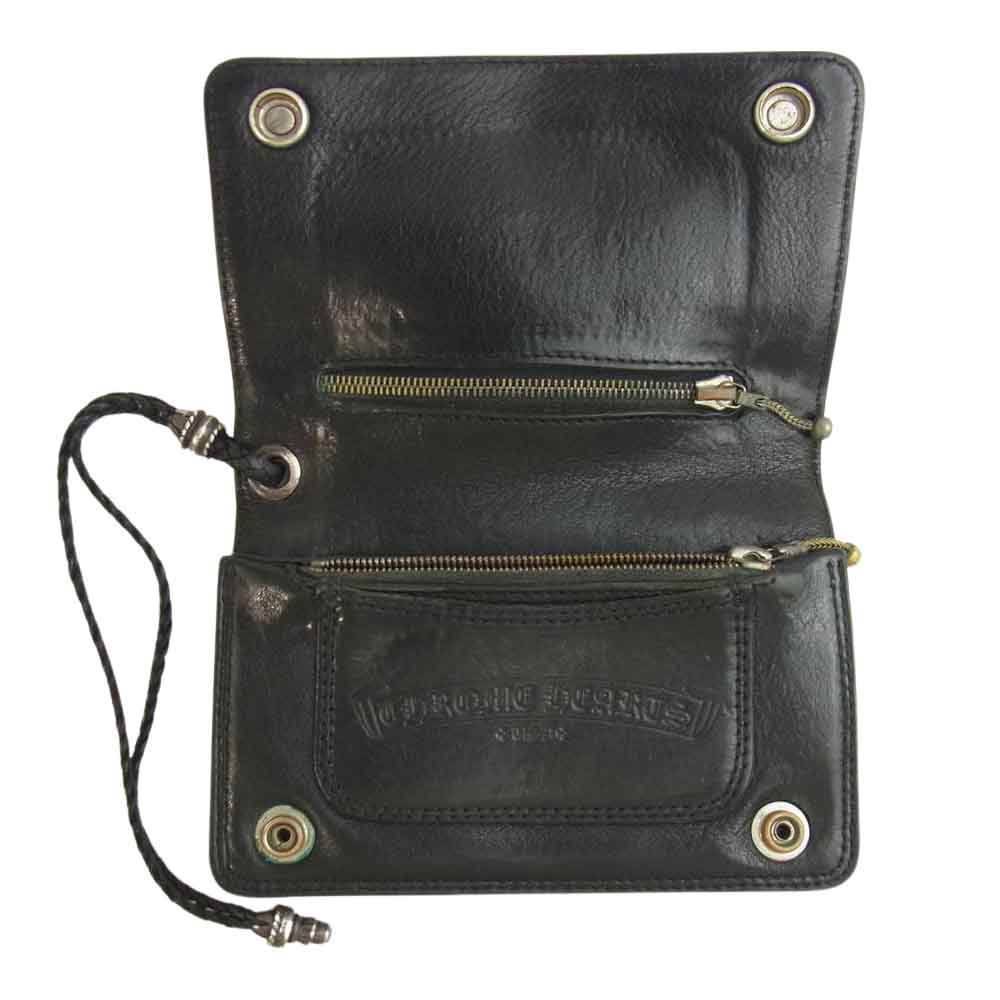 CHROME HEARTS クロムハーツ（原本無） 2ZIP STRAP 2ジップ ストラップ レザー ウォレット ブラック系【中古】