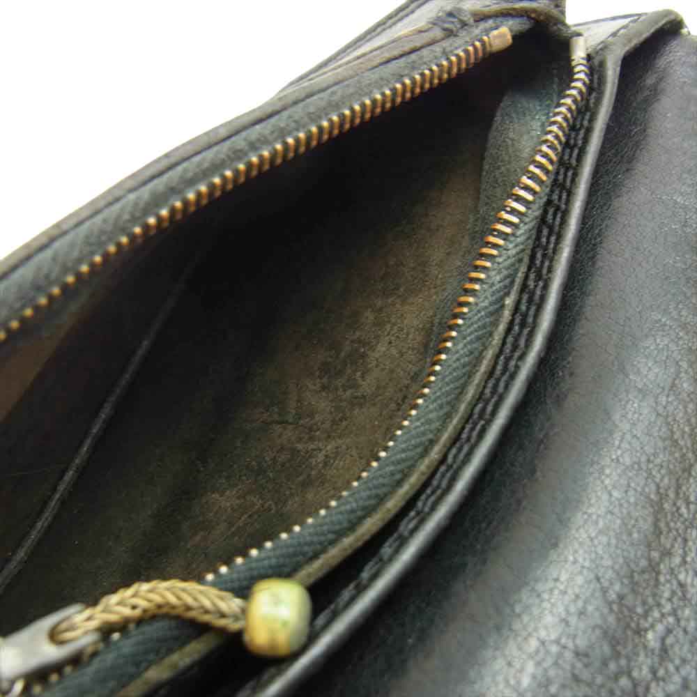 CHROME HEARTS クロムハーツ（原本無） 2ZIP STRAP 2ジップ ストラップ レザー ウォレット ブラック系【中古】