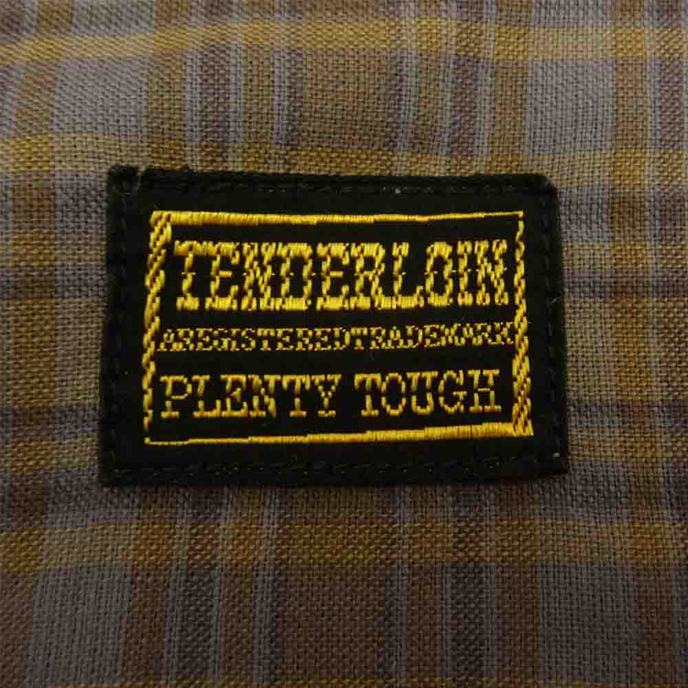 TENDERLOIN テンダーロイン ロゴ刺繍 チェックシャツ ブラウン系 S【中古】