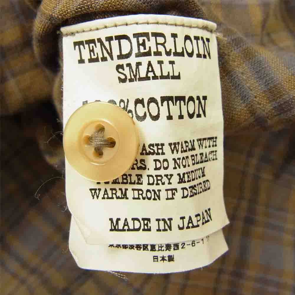 TENDERLOIN テンダーロイン ロゴ刺繍 チェックシャツ ブラウン系 S【中古】