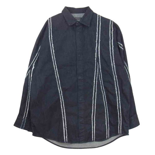 オルモストブラック 21AW-SH02 WOVEN COATING DENIM SHIRTS コーティング デニム シャツ インディゴブルー系 2【中古】