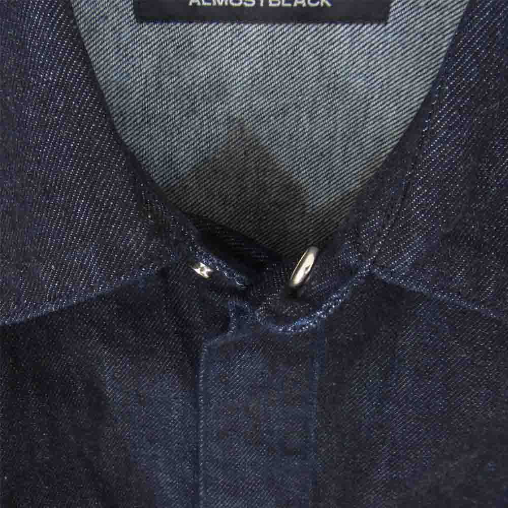 オルモストブラック 21AW-SH02 WOVEN COATING DENIM SHIRTS コーティング デニム シャツ インディゴブルー系 2【中古】