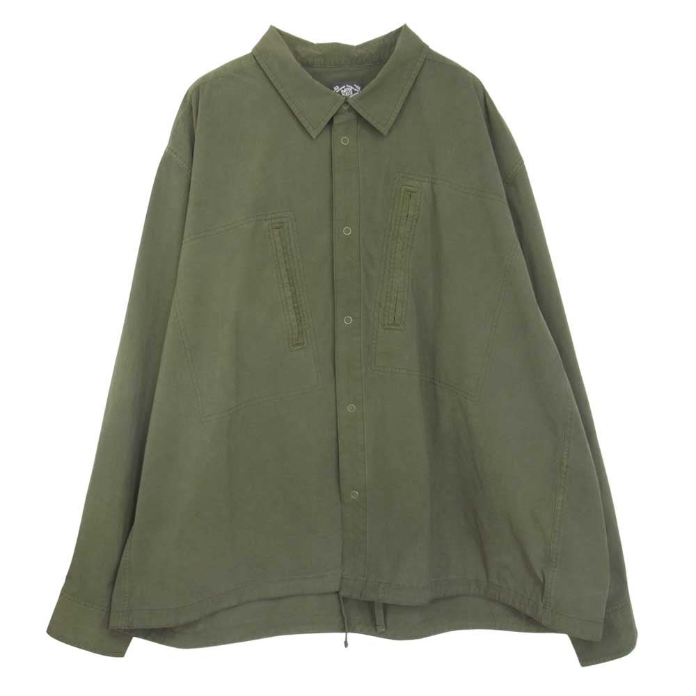 PORTER CLASSIC ポータークラシック 21SS OFFERING CLOTHES SUPER NYLON STRETCH MILITARY SHIRT スーパーナイロン ストレッチ ミリタリーシャツ カーキ系 L【美品】【中古】