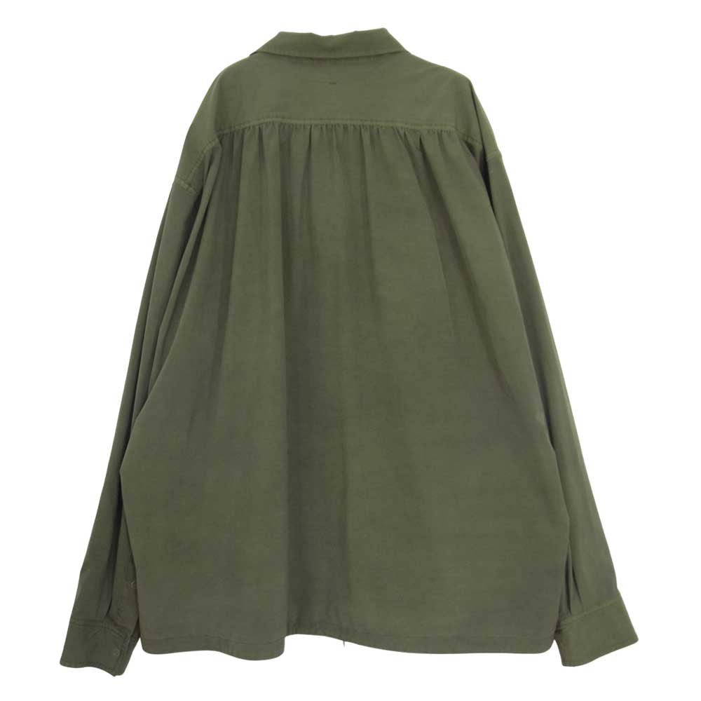 PORTER CLASSIC ポータークラシック 21SS OFFERING CLOTHES SUPER NYLON STRETCH MILITARY SHIRT スーパーナイロン ストレッチ ミリタリーシャツ カーキ系 L【美品】【中古】