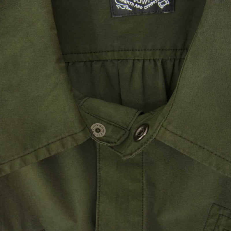 PORTER CLASSIC ポータークラシック 21SS OFFERING CLOTHES SUPER NYLON STRETCH MILITARY SHIRT スーパーナイロン ストレッチ ミリタリーシャツ カーキ系 L【美品】【中古】
