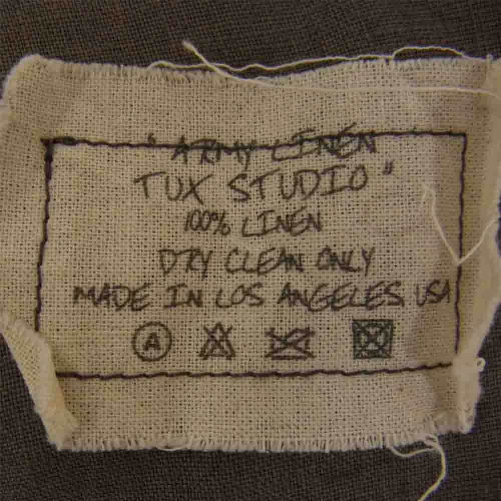 グレッグローレン ARMY LINEN STUDIO SHIRT アーミー リネン ピンタック バンドカラー シャツ グレー系 3【中古】