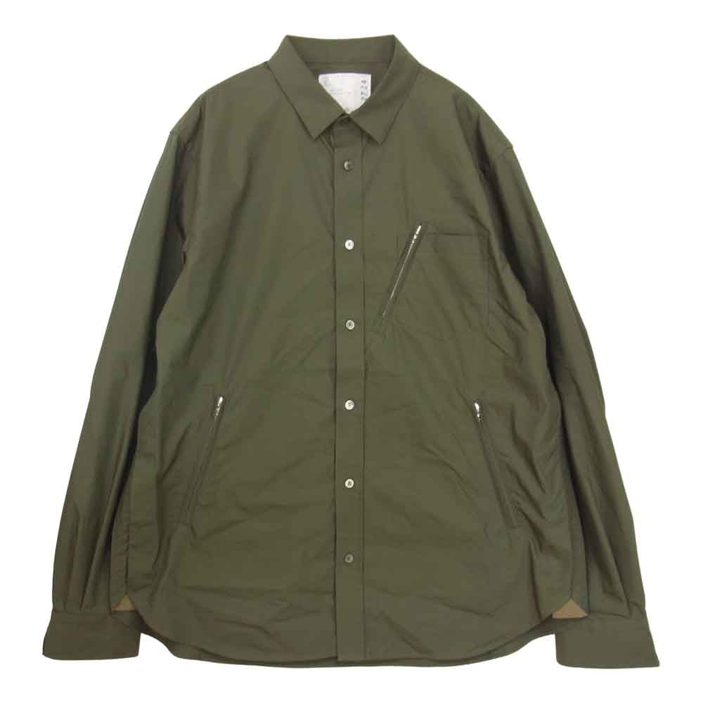 Sacai サカイ 22SS 22-02724M Cotton Weather Shirt コットン ウェザー シャツ カーキ系 4【美品】【中古】