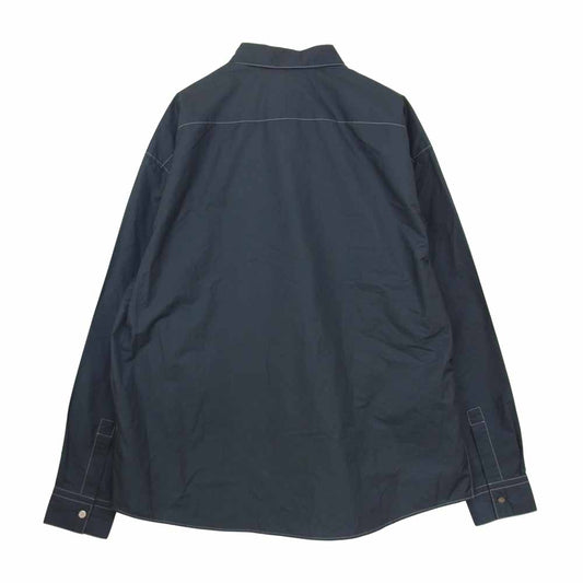 HERMES エルメス 4ポケット ステッチ オーバーサイズ シャツ ネイビー系 41/16【中古】