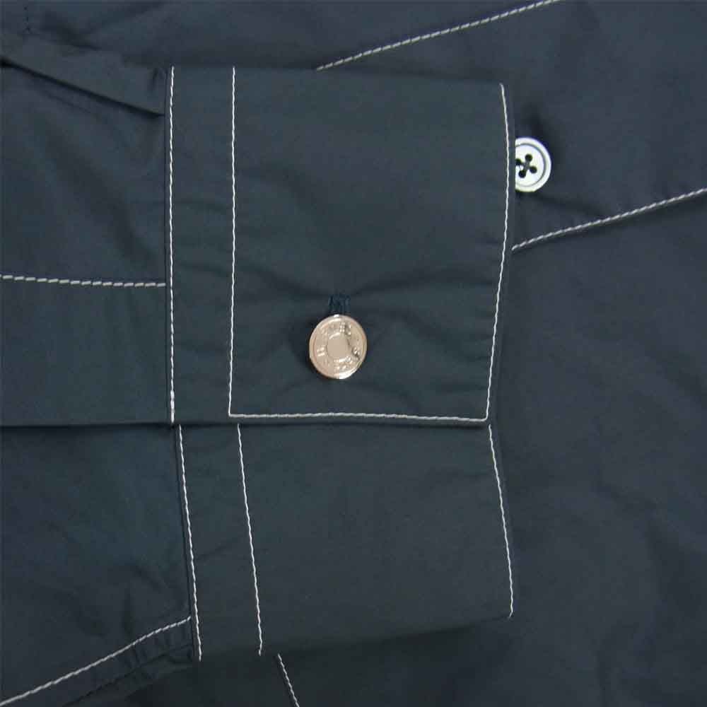 HERMES エルメス 4ポケット ステッチ オーバーサイズ シャツ ネイビー系 41/16【中古】