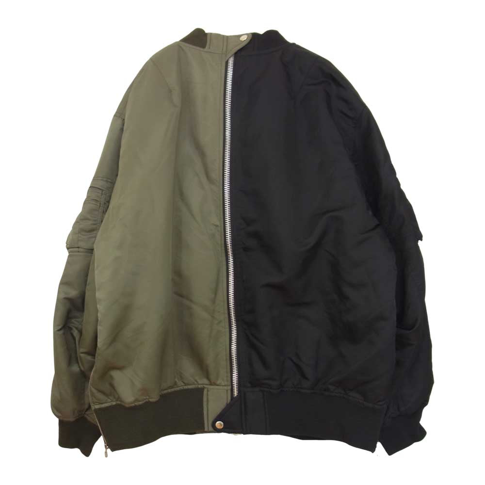 TAKAHIRO MIYASITA 22SS 0009SS22 oversized two tone flight jacket オーバーサイズ 2トーン フライト ジャケット ブラック系 46【美品】【中古】