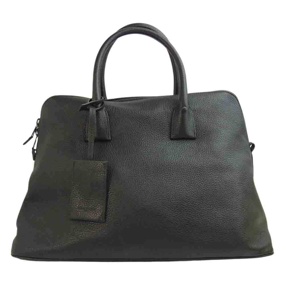 MAISON MARGIELA メゾンマルジェラ 5AC LARGE BAG ラージ グレインレザー ショルダーストラップ付 2WAY ボストン バッグ ブラック系【中古】