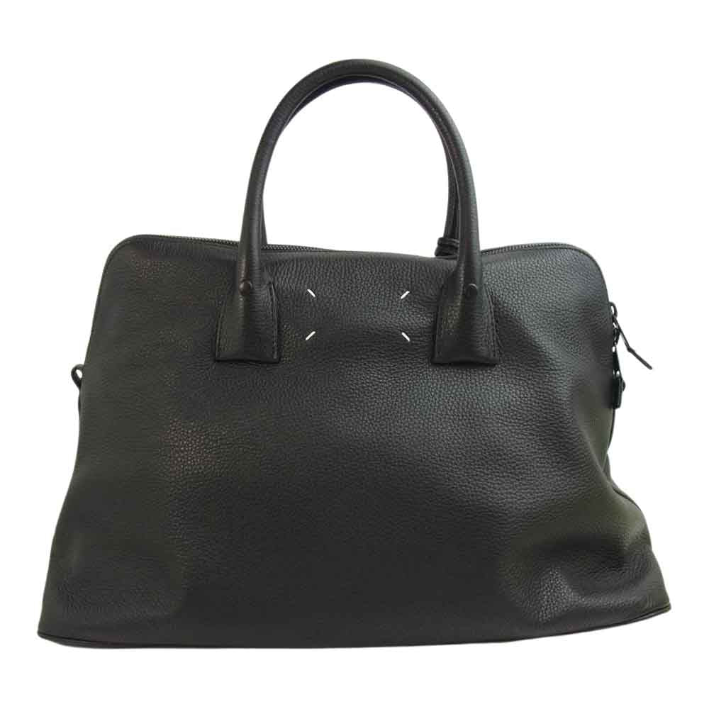 MAISON MARGIELA メゾンマルジェラ 5AC LARGE BAG ラージ グレインレザー ショルダーストラップ付 2WAY ボストン バッグ ブラック系【中古】