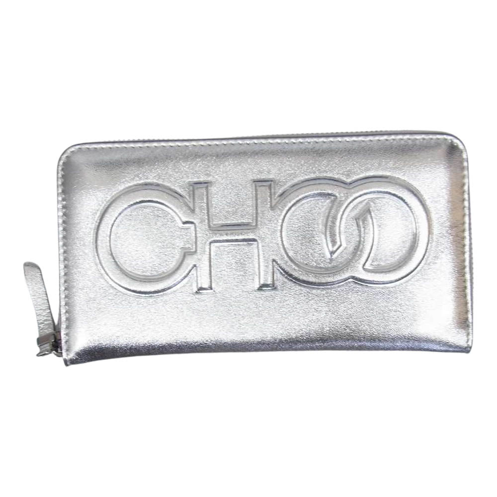 JIMMY CHOO ジミーチュウ bettina ベウィーナ ラウンド ファスナー 長財布 シルバー系【中古】