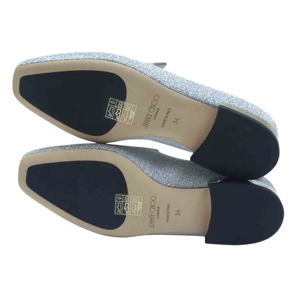 JIMMY CHOO ジミーチュウ グリッター スリッポン シルバー系 34【新古品】【未使用】【中古】