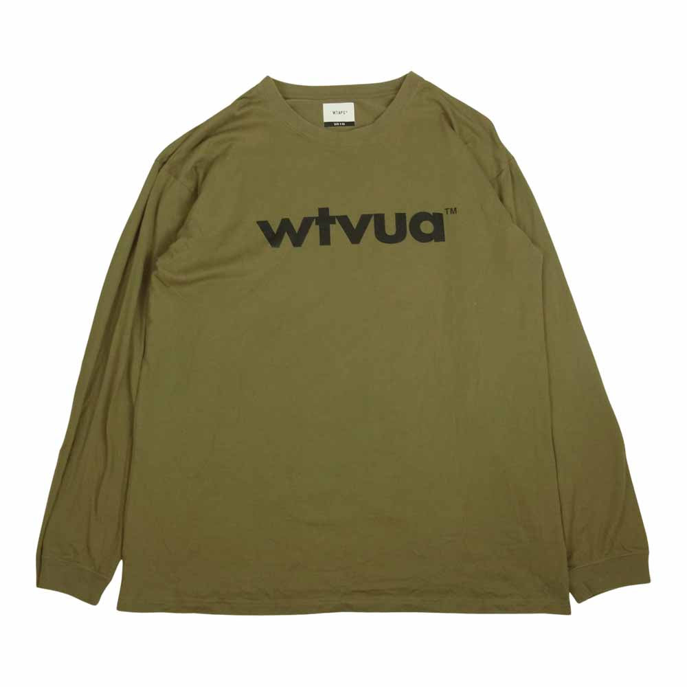 WTAPS ダブルタップス WTVUA L/S TEE ロゴ プリント 長袖 Tシャツ オリーブ カーキ系 3【中古】