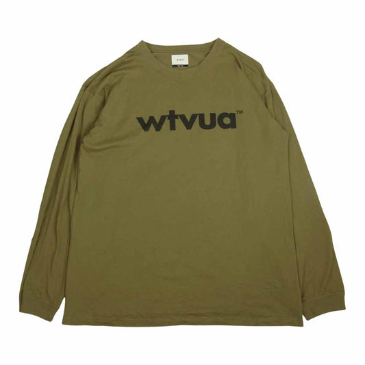 WTAPS ダブルタップス WTVUA L/S TEE ロゴ プリント 長袖 Tシャツ オリーブ カーキ系 3【中古】